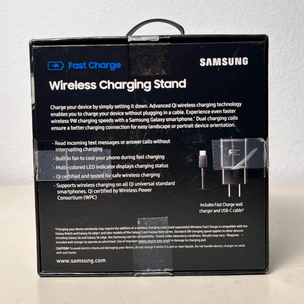 Samsung‎ Black Qi Standard Wireless Charging Stand Dock Fast Charge